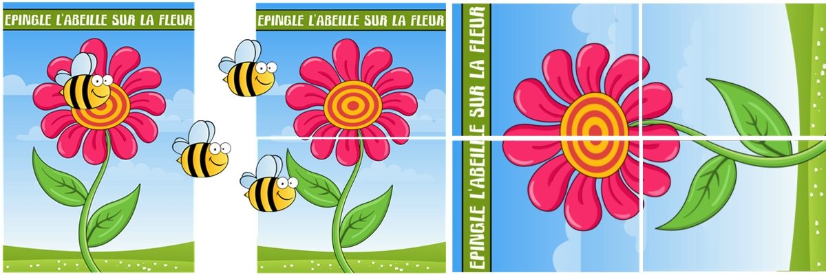 jeu épingler abeille sur fleur