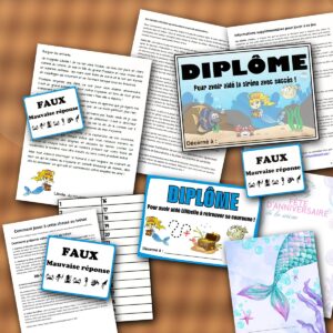 fichier d'instruction et diplome de la chasse au trésor sirène à imprimer