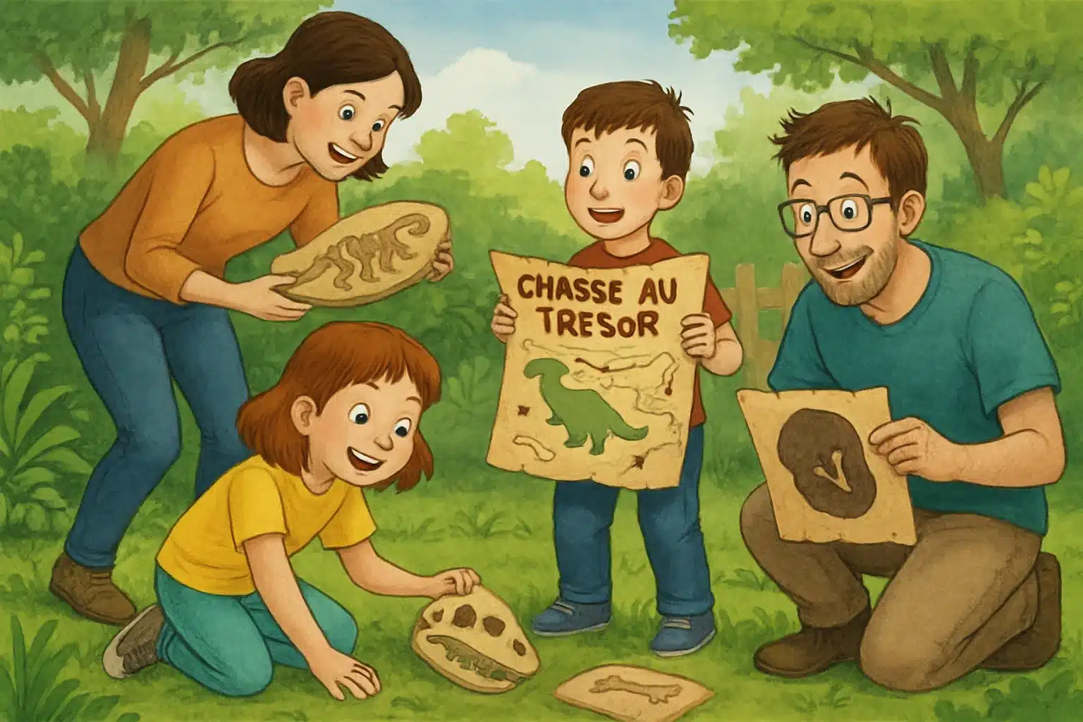Chasse au trésor sur le thème des dinosaures pour toute la famille.